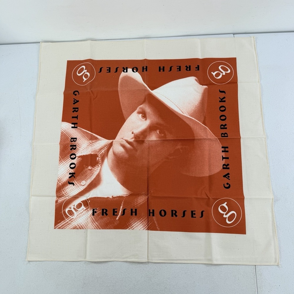 Vintage Garth Brooks‎ Fresh Horses Country Music Bandana Scarf 22" x 22"